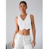 imageMilumia Womens Button Up Suit Vest Shirt Waistcoat Sleeveless Cropped Blazer Vest TopsLight White