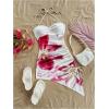 imageMilumia Womens Floral Halter Mini Dress Tie Backless Drawstring Asymmetrical Hem Short DressesWhite