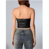 imageMilumia Womens PU Leather Bandeau Tube Top Strapless Bustier Corset Crop TopA Black