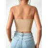 imageMilumia Womens PU Leather Bandeau Tube Top Strapless Bustier Corset Crop TopApricot