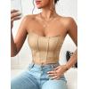 imageMilumia Womens PU Leather Bandeau Tube Top Strapless Bustier Corset Crop TopApricot