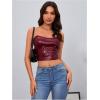 imageMilumia Womens PU Leather Bandeau Tube Top Strapless Bustier Corset Crop TopBurgundy Solid