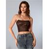 imageMilumia Womens PU Leather Bandeau Tube Top Strapless Bustier Corset Crop TopChocolate Brown