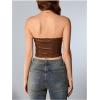 imageMilumia Womens PU Leather Bandeau Tube Top Strapless Bustier Corset Crop TopCoffee Brown