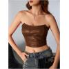 imageMilumia Womens PU Leather Bandeau Tube Top Strapless Bustier Corset Crop TopCoffee Brown