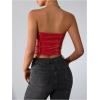 imageMilumia Womens PU Leather Bandeau Tube Top Strapless Bustier Corset Crop TopRed