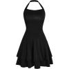 imageMilumia Girls Summer Backless Halter Short Dress Sleeveless Tiered Layered Mini DressesBlack