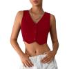 imageMilumia Womens Button Up Suit Vest Shirt Waistcoat Sleeveless Cropped Blazer Vest TopsBurgundy