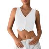 imageMilumia Womens Button Up Suit Vest Shirt Waistcoat Sleeveless Cropped Blazer Vest TopsLight White