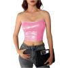 imageMilumia Womens PU Leather Bandeau Tube Top Strapless Bustier Corset Crop TopPink