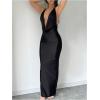 imageMilumia Womens Sexy Tie Backless Draped Deep V Neck Halter Bodycon Maxi Dress Party ClubwearBlack