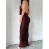 imageMilumia Womens Sexy Tie Backless Draped Deep V Neck Halter Bodycon Maxi Dress Party ClubwearBurgundy