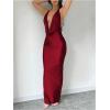 imageMilumia Womens Sexy Tie Backless Draped Deep V Neck Halter Bodycon Maxi Dress Party ClubwearMaroon