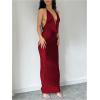 imageMilumia Womens Sexy Tie Backless Draped Deep V Neck Halter Bodycon Maxi Dress Party ClubwearMaroon