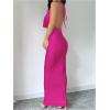 imageMilumia Womens Sexy Tie Backless Draped Deep V Neck Halter Bodycon Maxi Dress Party ClubwearRose Red