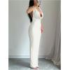 imageMilumia Womens Sexy Tie Backless Draped Deep V Neck Halter Bodycon Maxi Dress Party ClubwearWhite