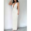 imageMilumia Womens Sexy Tie Backless Draped Deep V Neck Halter Bodycon Maxi Dress Party ClubwearWhite