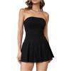 imageMilumia Womens Summer Pleated Tube Mini Dress Sexy Strapless A Line Short DressesBlack