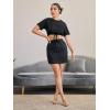 imageMilumia Women Casual High Waist Mini Skirt Drawstring Workout Skirt with PocketBlack