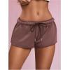 imageMilumia Women Drawstring Low Waist Mini Sweat Shorts Casual Summer Workout Track Lounge ShortsBrown
