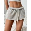 imageMilumia Women Drawstring Low Waist Mini Sweat Shorts Casual Summer Workout Track Lounge ShortsLight Grey