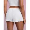 imageMilumia Women Drawstring Low Waist Mini Sweat Shorts Casual Summer Workout Track Lounge ShortsWhite Solid
