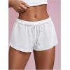 imageMilumia Women Drawstring Low Waist Mini Sweat Shorts Casual Summer Workout Track Lounge ShortsWhite Solid