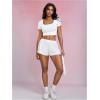 imageMilumia Women Drawstring Low Waist Mini Sweat Shorts Casual Summer Workout Track Lounge ShortsWhite Solid