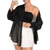 imageMilumia Women Plus Size Sheer Long Sleeve Button Down Shirt See Through Blouse TopsBlack