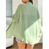 imageMilumia Women Plus Size Sheer Long Sleeve Button Down Shirt See Through Blouse TopsMint Green