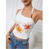 imageMilumia Womens Beaded Floral Backless Halter Top Asymmetrical Sleeveless Y2k Tank TopsWhite