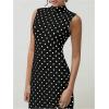 imageMilumia Womens Polka Dots Maxi Tank Dress Vintage Mock Neck Sleeveless Elegant Long DressesBlack