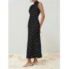 imageMilumia Womens Polka Dots Maxi Tank Dress Vintage Mock Neck Sleeveless Elegant Long DressesBlack