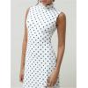 imageMilumia Womens Polka Dots Maxi Tank Dress Vintage Mock Neck Sleeveless Elegant Long DressesBlack and White