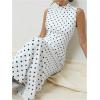 imageMilumia Womens Polka Dots Maxi Tank Dress Vintage Mock Neck Sleeveless Elegant Long DressesBlack and White