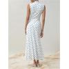 imageMilumia Womens Polka Dots Maxi Tank Dress Vintage Mock Neck Sleeveless Elegant Long DressesBlack and White