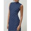 imageMilumia Womens Polka Dots Maxi Tank Dress Vintage Mock Neck Sleeveless Elegant Long DressesBlue