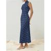 imageMilumia Womens Polka Dots Maxi Tank Dress Vintage Mock Neck Sleeveless Elegant Long DressesBlue