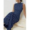 imageMilumia Womens Polka Dots Maxi Tank Dress Vintage Mock Neck Sleeveless Elegant Long DressesBlue
