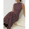 imageMilumia Womens Polka Dots Maxi Tank Dress Vintage Mock Neck Sleeveless Elegant Long DressesBrown