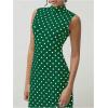 imageMilumia Womens Polka Dots Maxi Tank Dress Vintage Mock Neck Sleeveless Elegant Long DressesDark Green