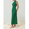 imageMilumia Womens Polka Dots Maxi Tank Dress Vintage Mock Neck Sleeveless Elegant Long DressesDark Green
