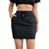 imageMilumia Women Casual High Waist Mini Skirt Drawstring Workout Skirt with PocketBlack