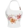 imageMilumia Womens Beaded Floral Backless Halter Top Asymmetrical Sleeveless Y2k Tank TopsWhite