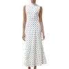 imageMilumia Womens Polka Dots Maxi Tank Dress Vintage Mock Neck Sleeveless Elegant Long DressesBlack and White