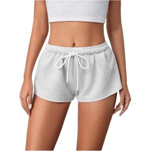 imageMilumia Women Drawstring Low Waist Mini Sweat Shorts Casual Summer Workout Track Lounge ShortsGrey