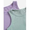 imageMilumia Girls 2 Pack Ribbed Knit Sleeveless Round Neck Casual Baisc Crop Tank TopA Purple and Mint Green