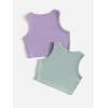 imageMilumia Girls 2 Pack Ribbed Knit Sleeveless Round Neck Casual Baisc Crop Tank TopA Purple and Mint Green