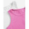 imageMilumia Girls 2 Pack Ribbed Knit Sleeveless Round Neck Casual Baisc Crop Tank TopA White and Pink