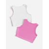 imageMilumia Girls 2 Pack Ribbed Knit Sleeveless Round Neck Casual Baisc Crop Tank TopA White and Pink